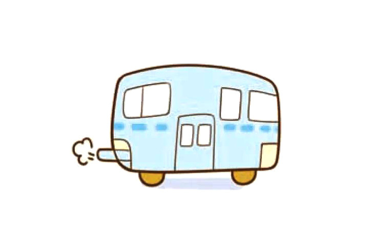 一组简单可爱的公共汽车简笔画图片