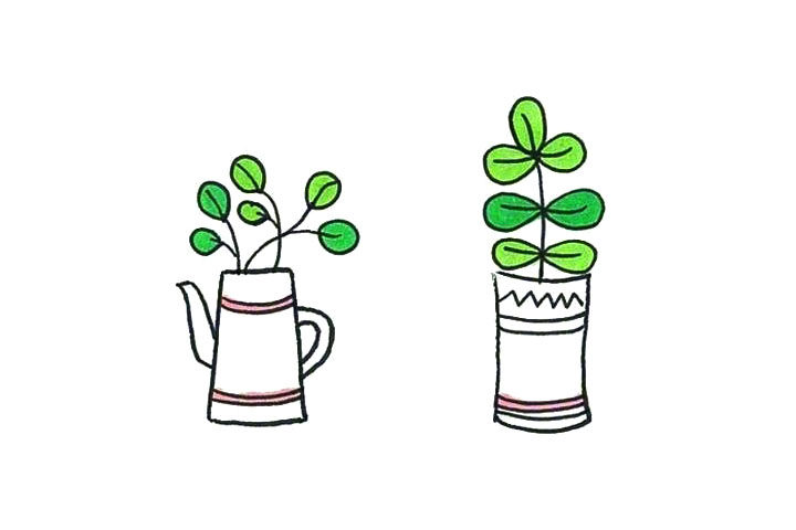 漂亮的小盆栽简笔画图片3
