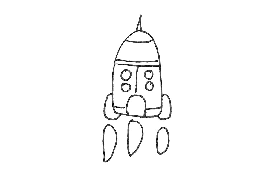 小学生漂亮的火箭简笔画画法步骤