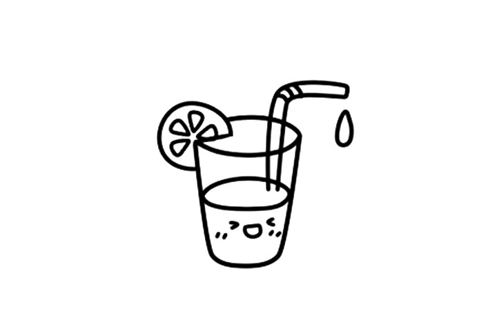 一杯橙汁简笔画画法步骤