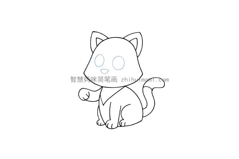 简单可爱的小猫简笔画步骤