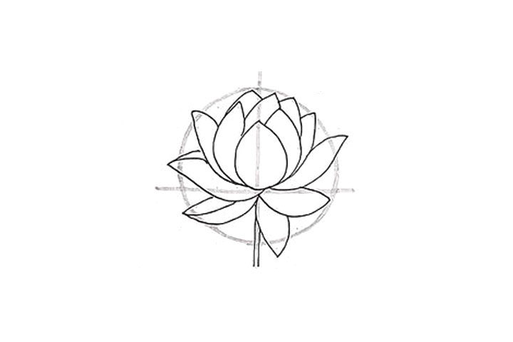 莲花花朵简笔画画法步骤