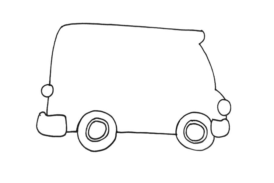 如何画简单的校车