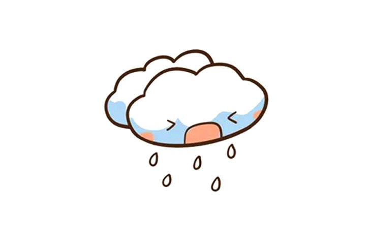 一组表示下雨的天气简笔画图片