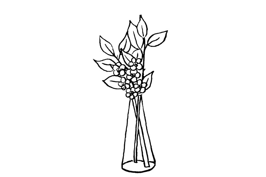 一组漂亮的花瓶插花简笔画图片