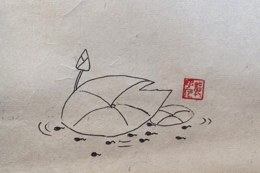 池塘风景简笔画图片