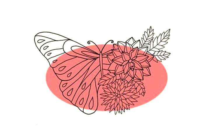 一半蝴蝶一半花蝶恋花简笔画