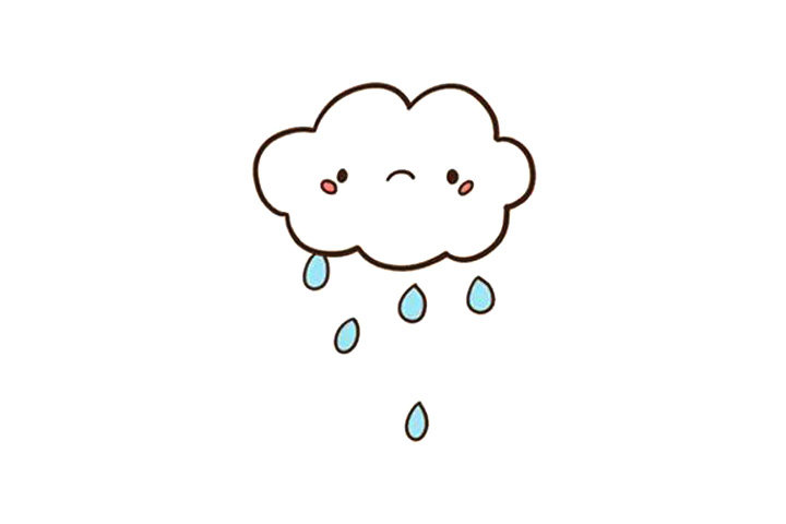 一组表示下雨的天气简笔画图片