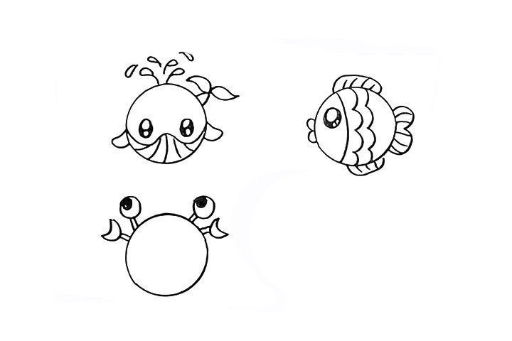 用圆形画海洋动物简笔画