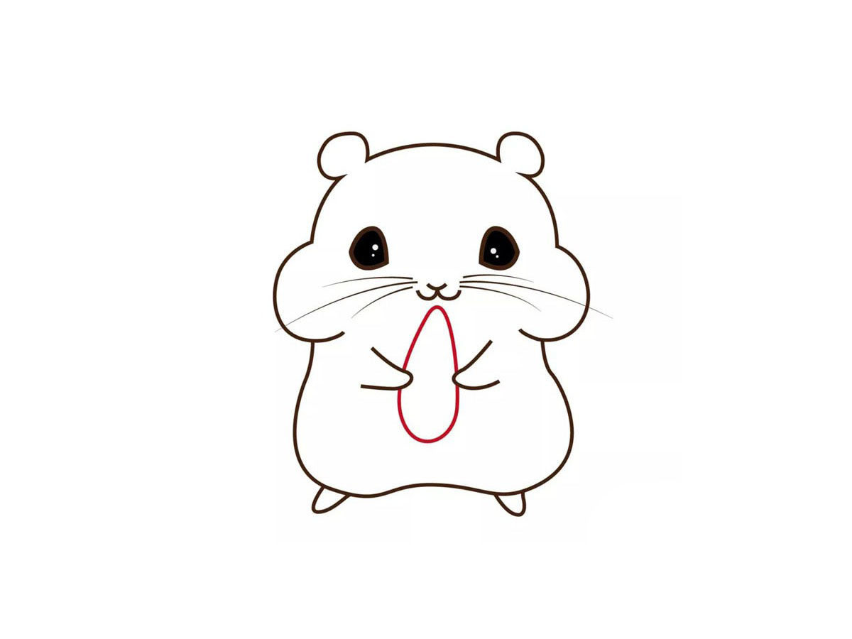 拿着瓜子的仓鼠简笔画画法步骤