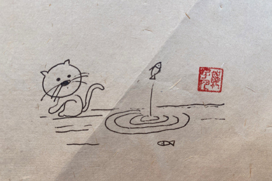 池塘风景简笔画图片