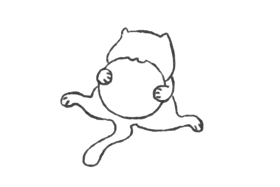 吃曲奇的小猫简笔画教程