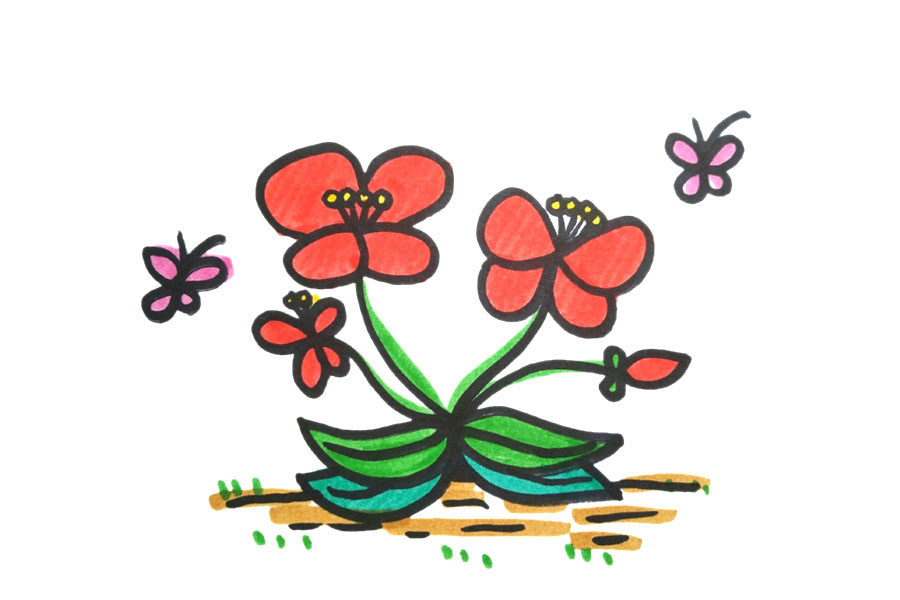 一组漂亮的花花简笔画图片