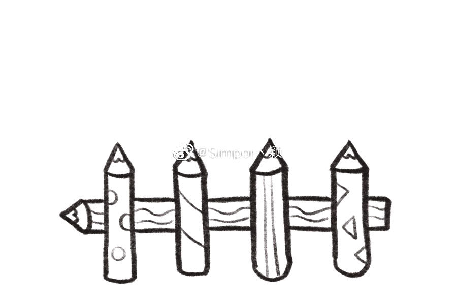 彩笔搭建的美丽花园简笔画画法