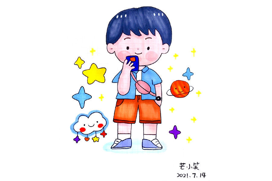 打扮打扮一起去过六一吧！一组漂亮的小朋友简笔画图片