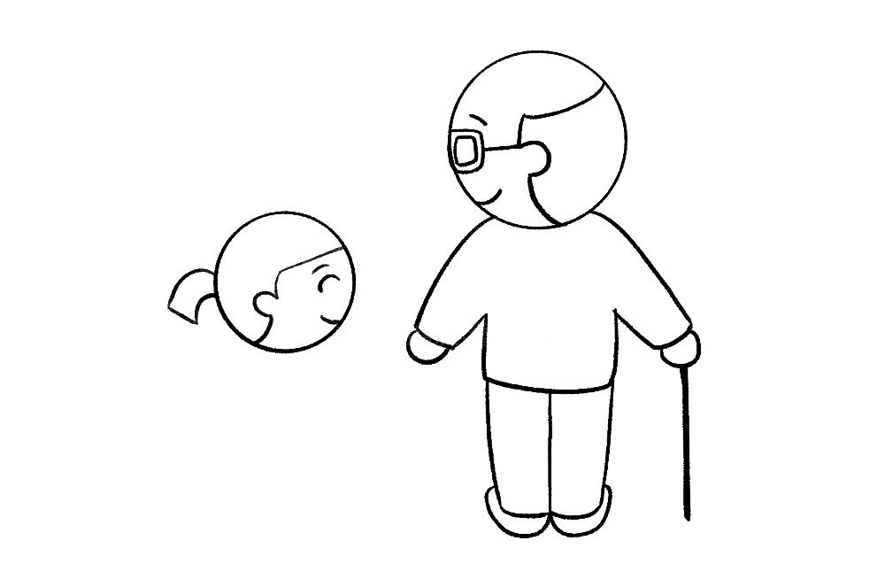 学画重阳敬老简笔画