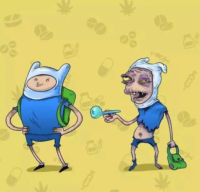 儿童版禁毒宣传画-当漫画人物碰上毒品后