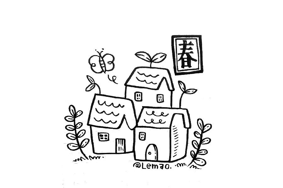 春暖花开一组漂亮的春天手账简笔画图片