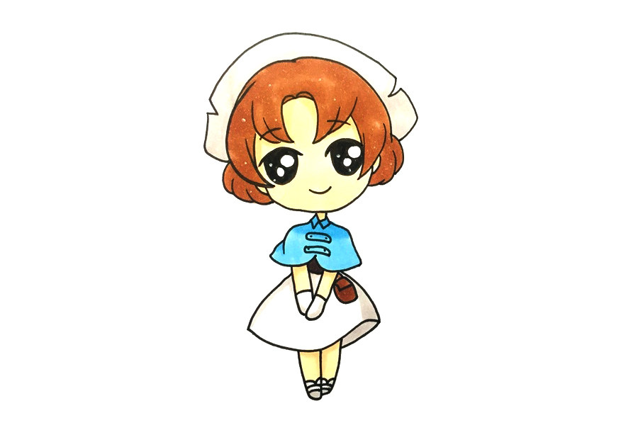 穿裙子的小女孩简笔画画法