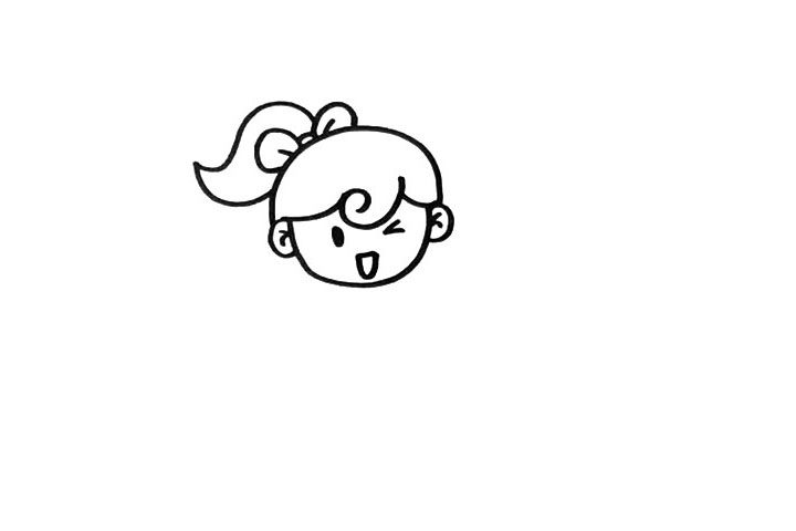 打伞的小女孩简笔画画法步骤