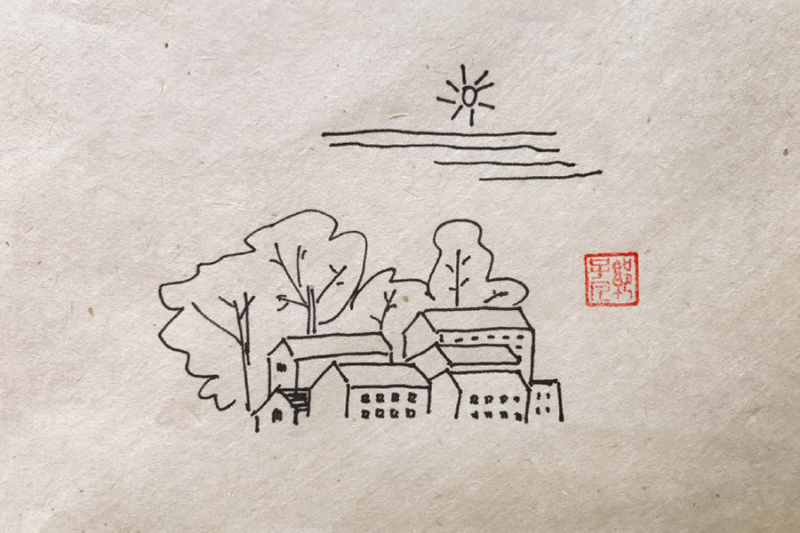 城市各角落美丽风景简笔画图片