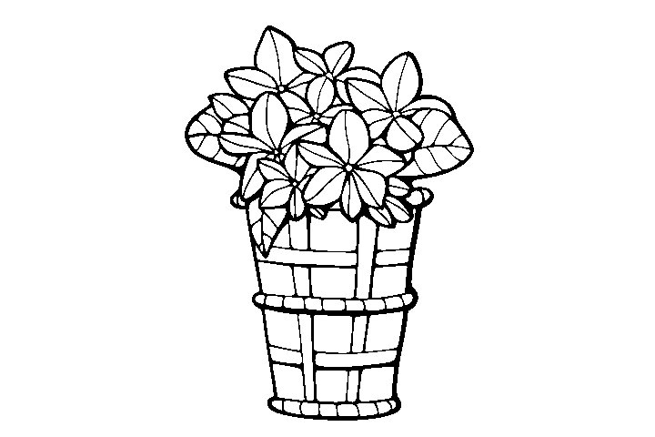 漂亮的花篮填色画