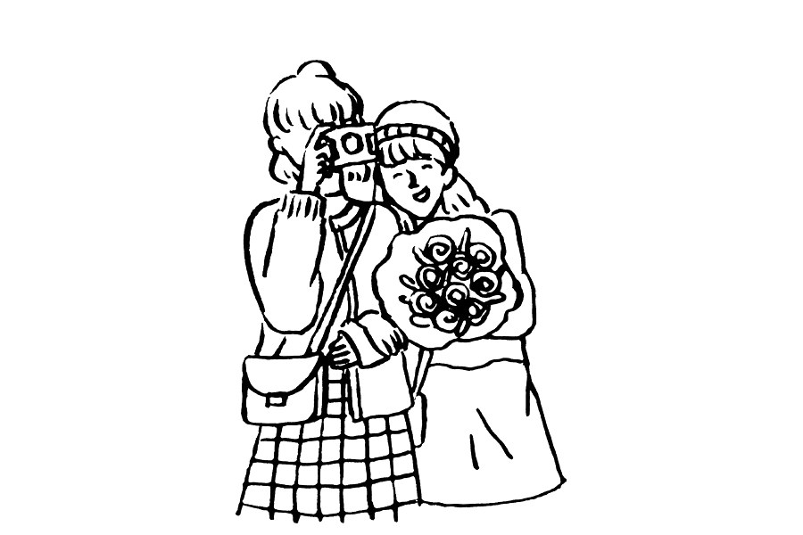 闺蜜线稿简笔画