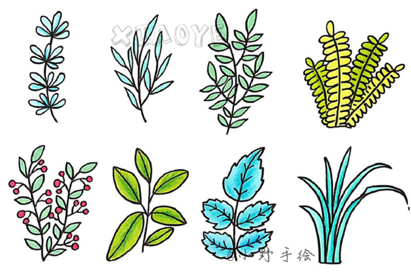 草长莺飞 春天漂亮的花草简笔画图片