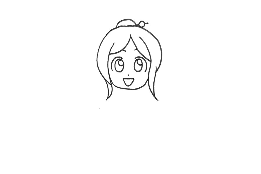 漫画和服小女孩简笔画画法步骤