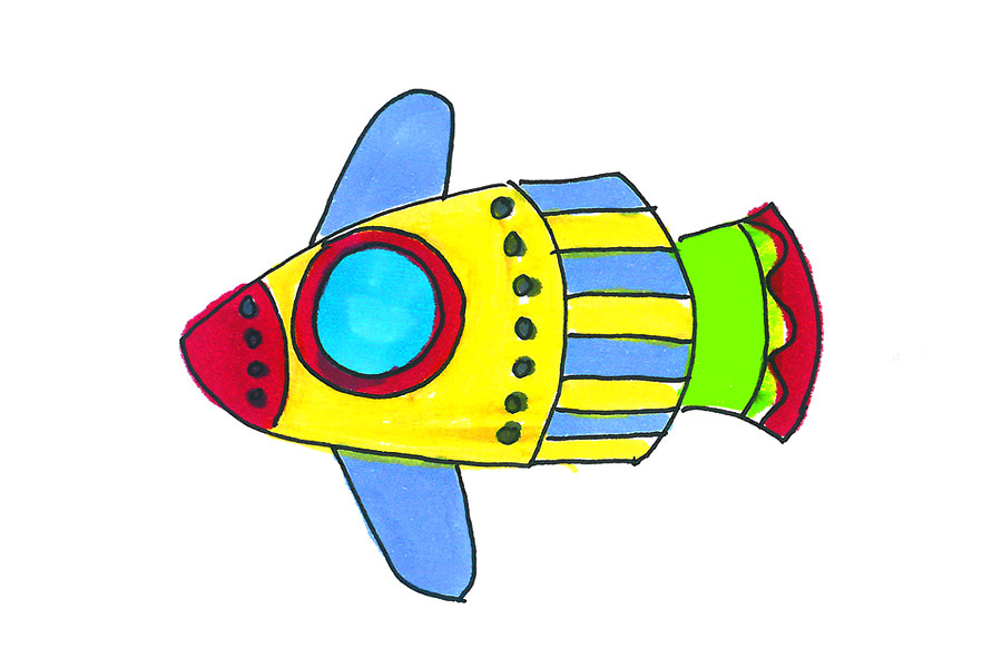 一步一步学画太空飞船简笔画