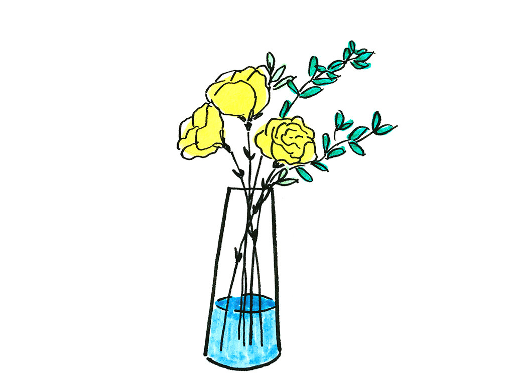 一些美丽的花束简笔画图片
