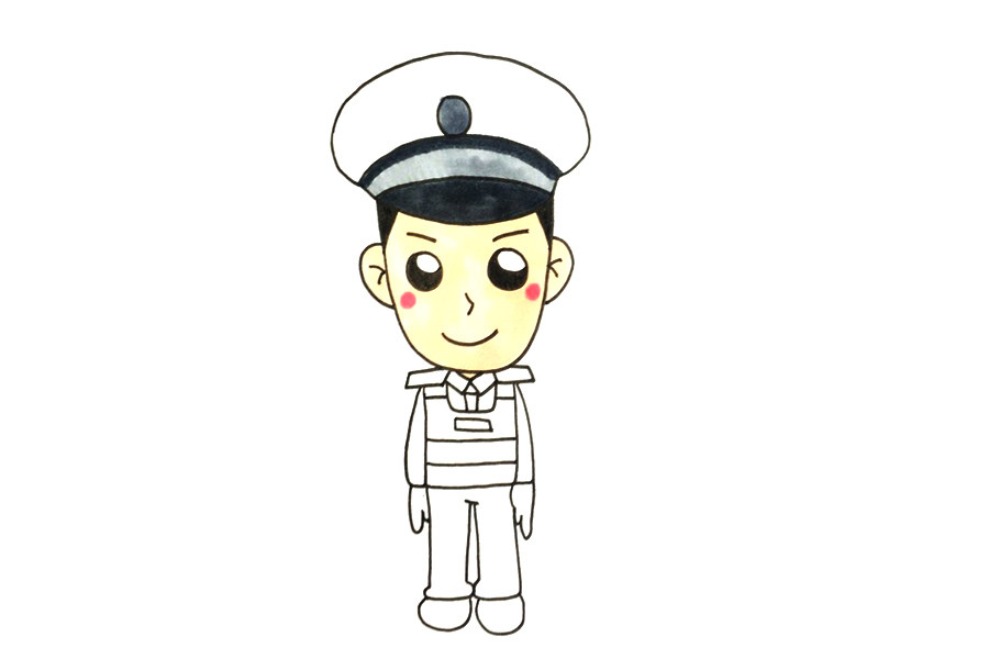 一步一步学画交警简笔画