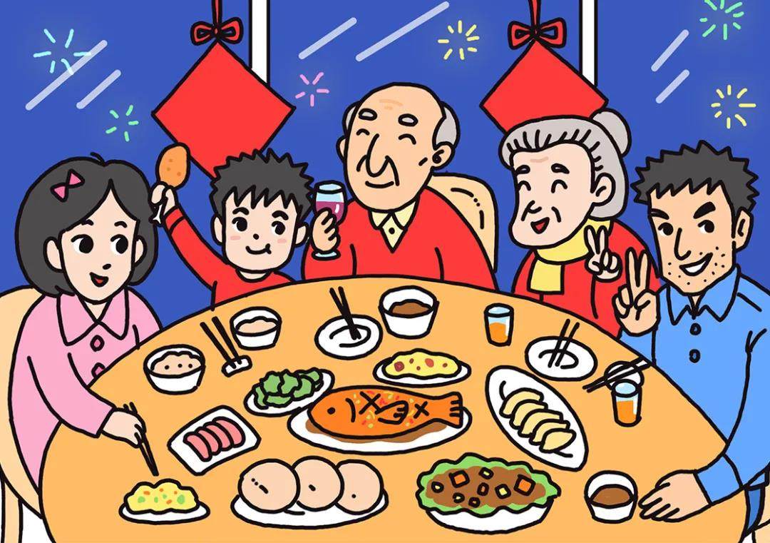 春节一家团聚简笔画教程