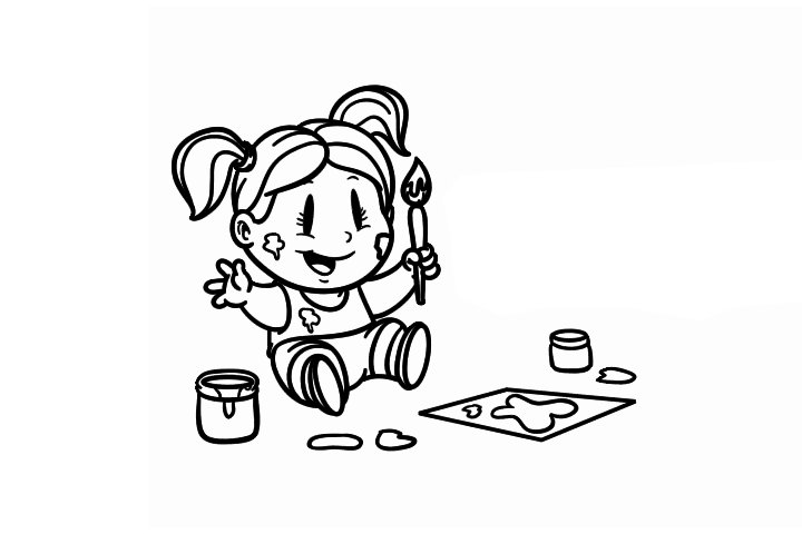 开心的小孩子简笔画图片