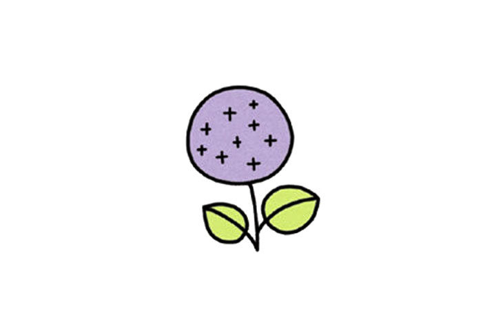可爱小花绣球花简笔画教程