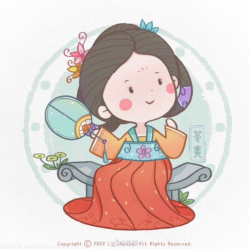 一组可爱古风人物简笔画图片
