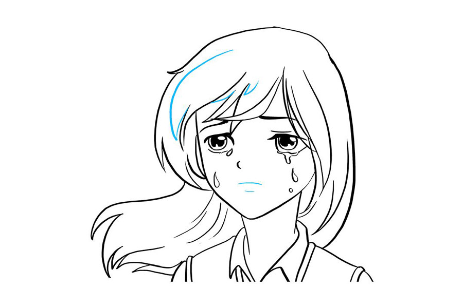 动漫版哭泣的小女孩怎么画