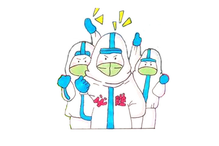 同舟共济 共同抗疫 大白风采简笔画图片