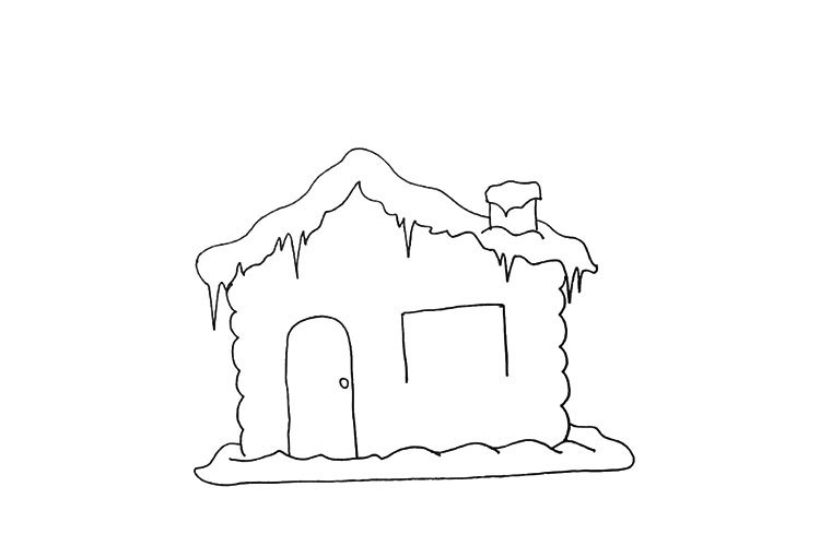 雪屋简笔画教程