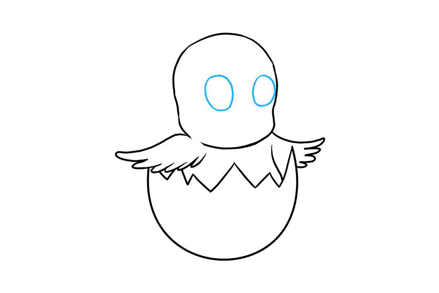 破壳的小鸡简笔画步骤