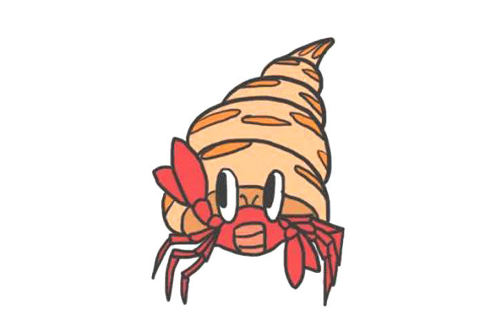海洋生物寄居蟹简笔画画法步骤