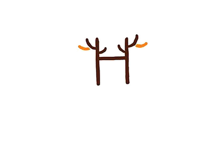 字母简笔画H梅花鹿简笔画教程