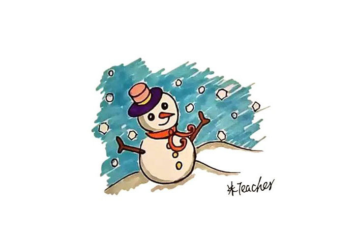 雪地里的雪人简笔画教程