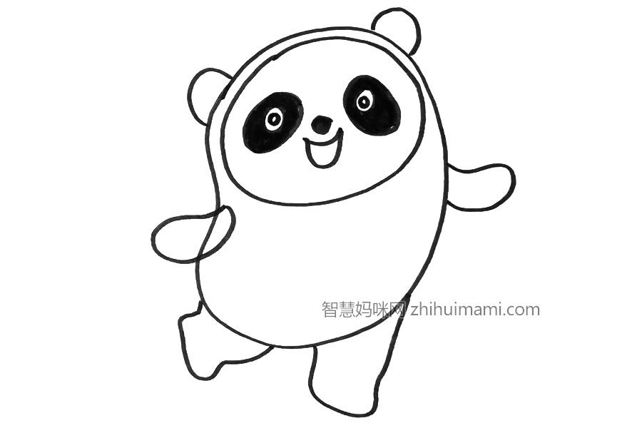 滑冰的冰墩墩简笔画教程
