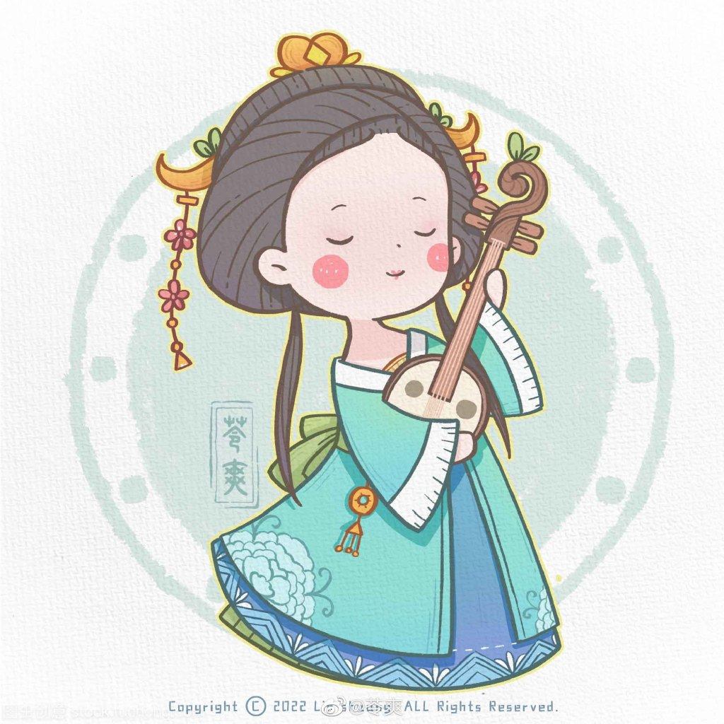 一组可爱古风人物简笔画图片