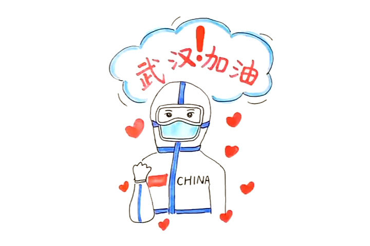致敬白衣天使，武汉加油简笔画