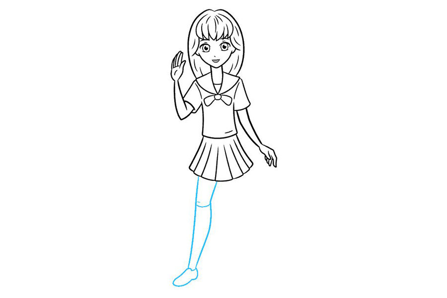 如何画一个动漫女学生