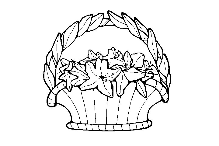 漂亮的花篮填色画