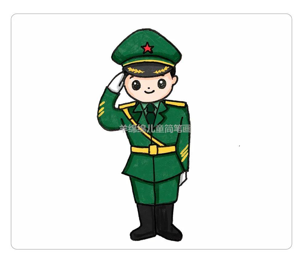 八一建军节画一幅军人简笔画，致敬最可爱的人