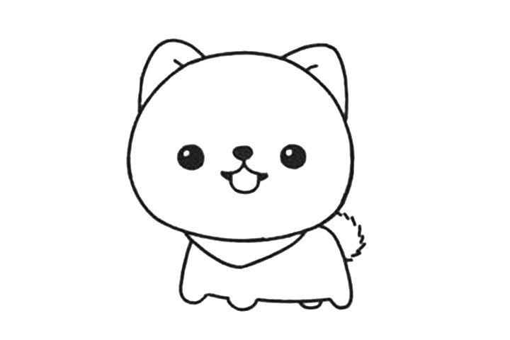 呆萌可爱的博美犬小狗简笔画画法步骤